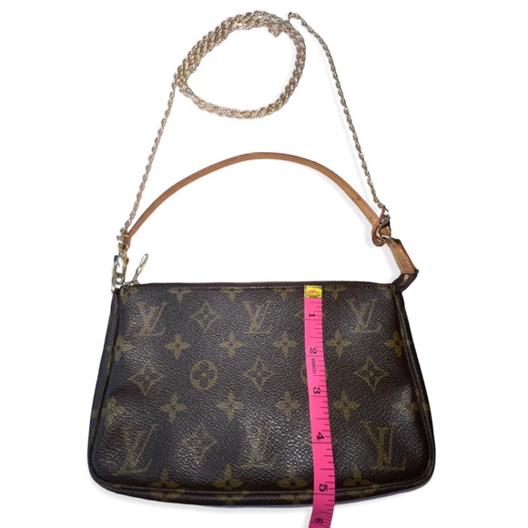 LOUIS VUITTON Pochette Accessoires Monogram Canvas Vintage Shoulder Bag w/ Chain - Picture 11 of 16